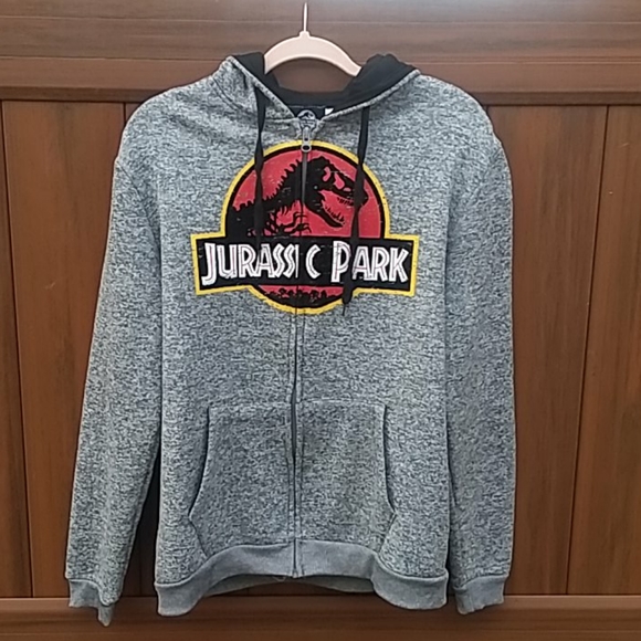 Jurassic Park full zip fromt pocket hoodie